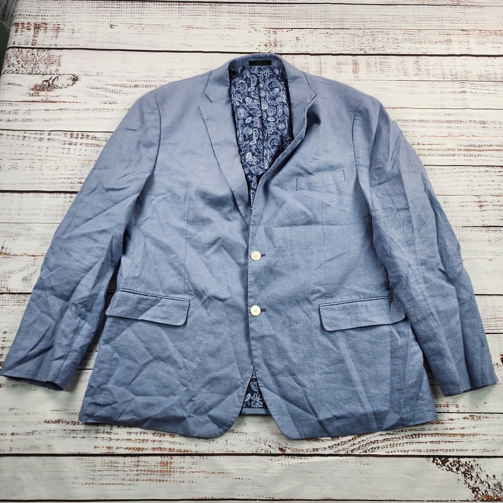 Lauren Ralph Lauren Linen Sport Coat Men's 46R Light Blue Paisley Lining
